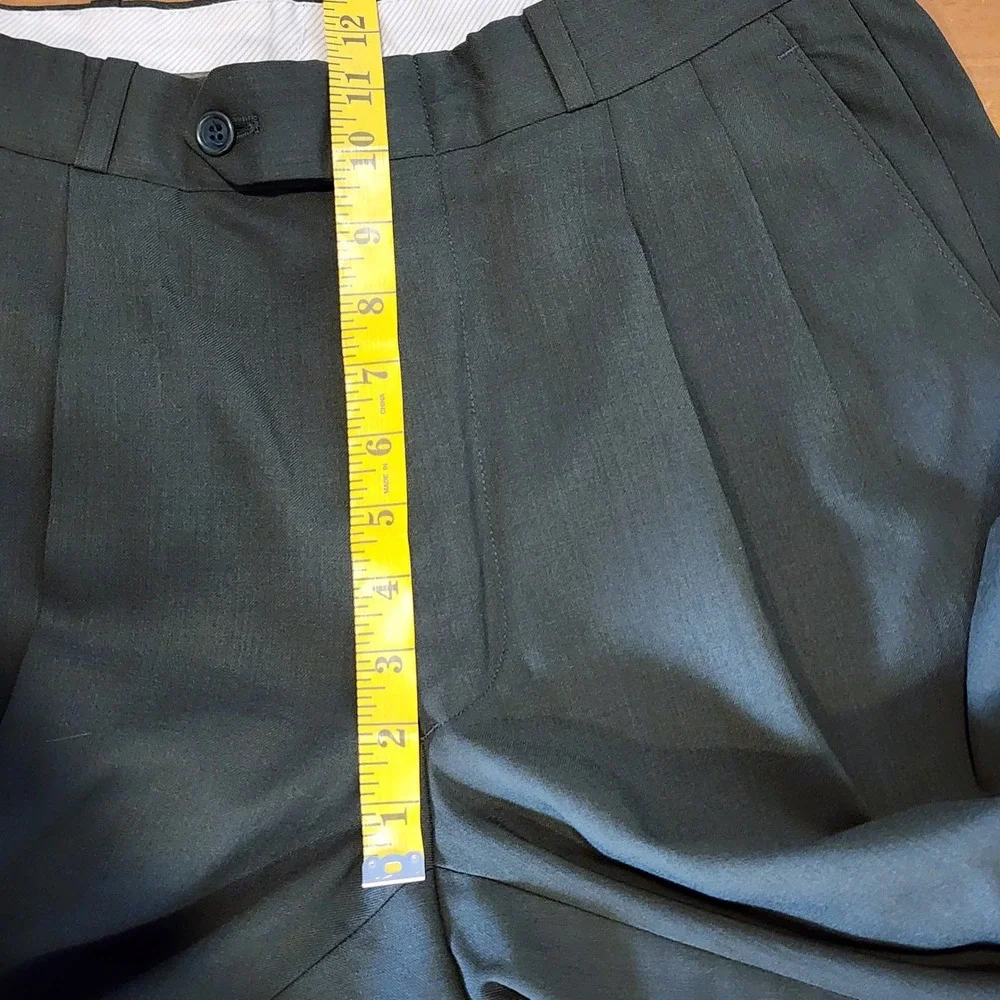 Joseph & Feiss Mens 36S 32x30 2pc Double Breasted Wool Suit Olive Green Business